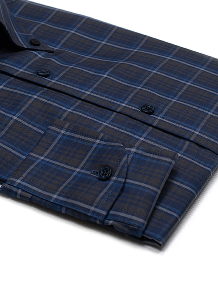 Camicia Aosta - vaiella 100% puro cotone, fantasia quadro blu