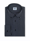 Camicia Asti - popeline 100% puro cotone, blu notte con fantasia righe