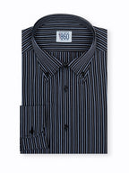 Camicia Asti - popeline 100% puro cotone, blu notte con fantasia righe