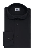 Camicia Berlino - lycra no stiro tinta unita nera