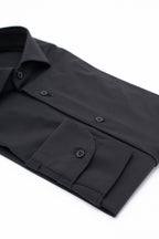 Camicia Berlino - lycra no stiro tinta unita nera
