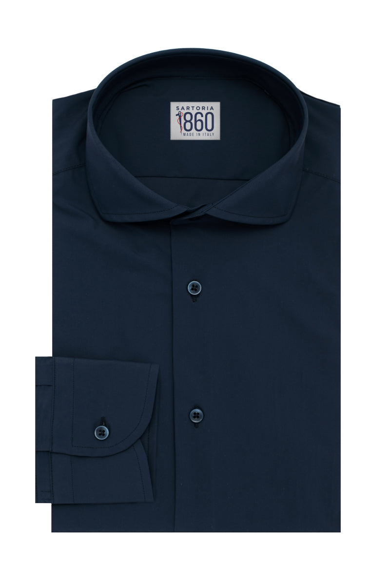 Camicia Budapest - lycra no stiro tinta unita blu