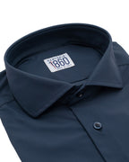 Camicia Budapest - lycra no stiro tinta unita blu