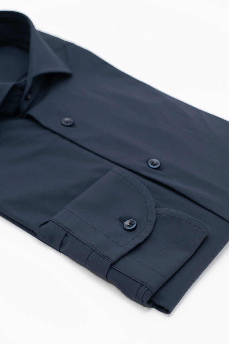 Camicia Budapest - lycra no stiro tinta unita blu