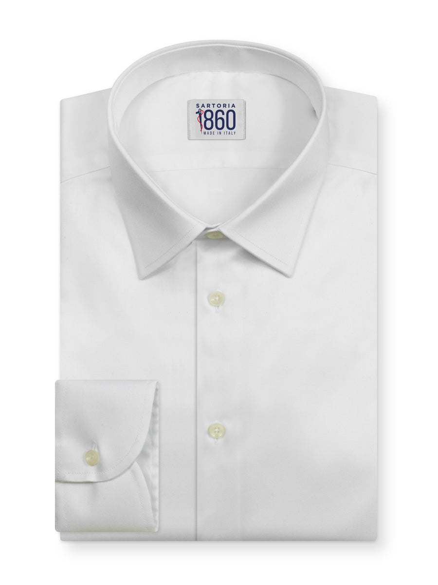 Camicia Cesena – popeline stretch, tinta unita bianco