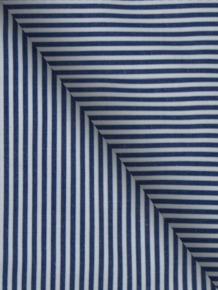 Camicia Napoli - popeline 100% puro cotone, bacchettato bianco e blu