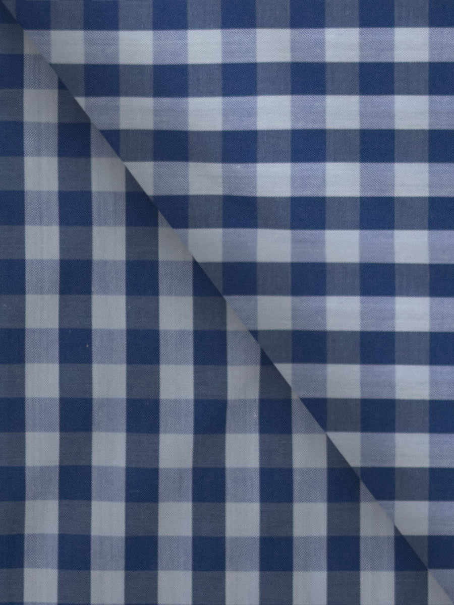 Camicia Novara - popeline 100% puro cotone, fantasia quadro blu