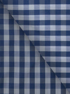 Camicia Novara - popeline 100% puro cotone, fantasia quadro blu