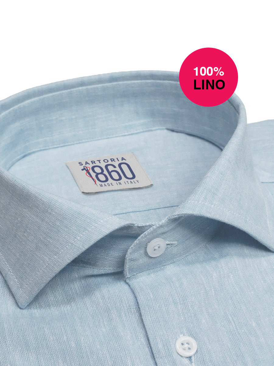 Camicia Ventotene 100% lino celeste