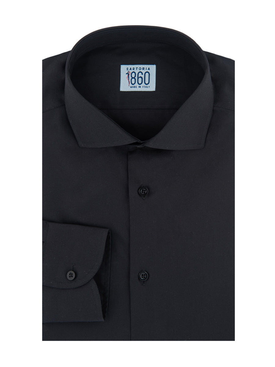 Camicia Modica – popeline 100% cotone, tinta unita nero