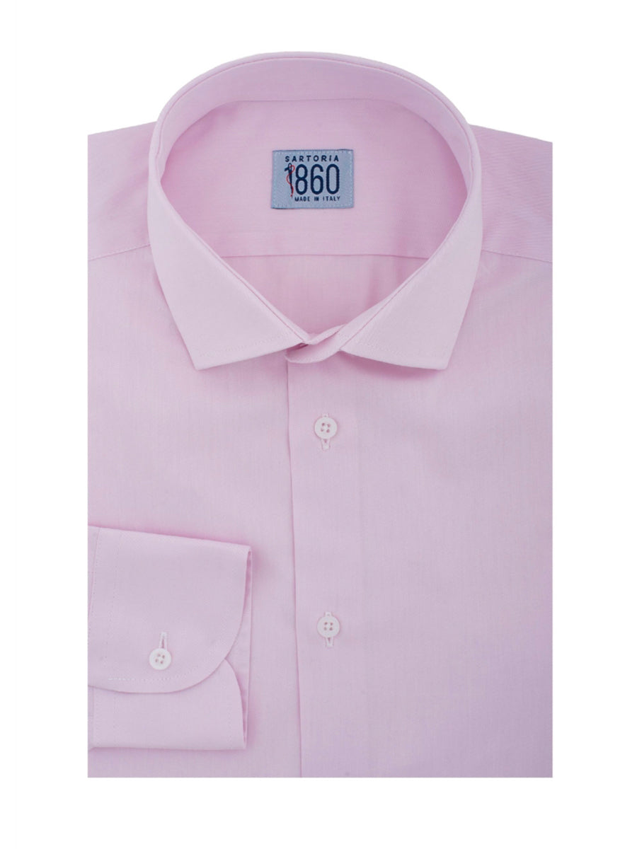 Camicia Pesaro - twill 100% cotone, tinta unita rosa