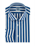 Camicia Piacenza – popeline 100% cotone, disegno bacchettato bianco e blu