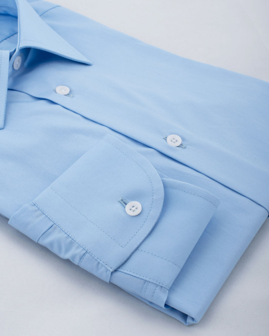 Camicia Vieste - popeline 100% cotone, tinta unita celeste