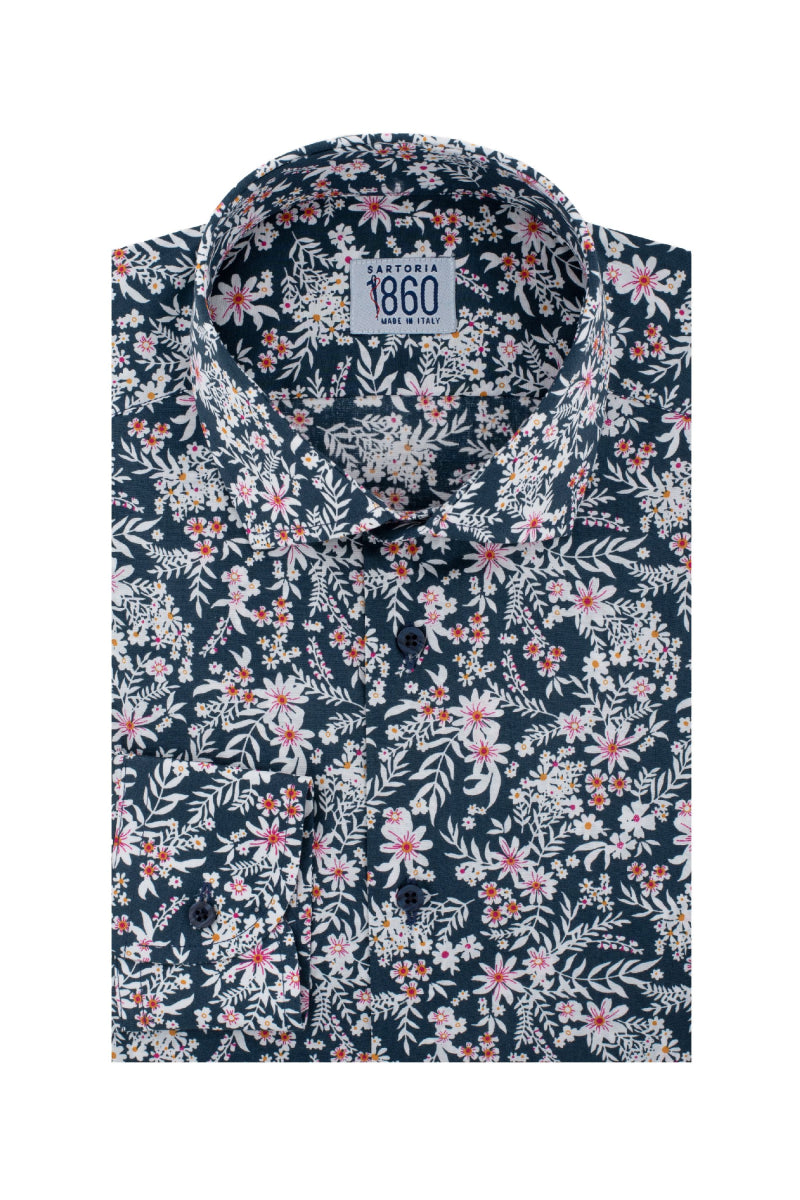 Camicia Savona - popeline stretch, fantasia floreale