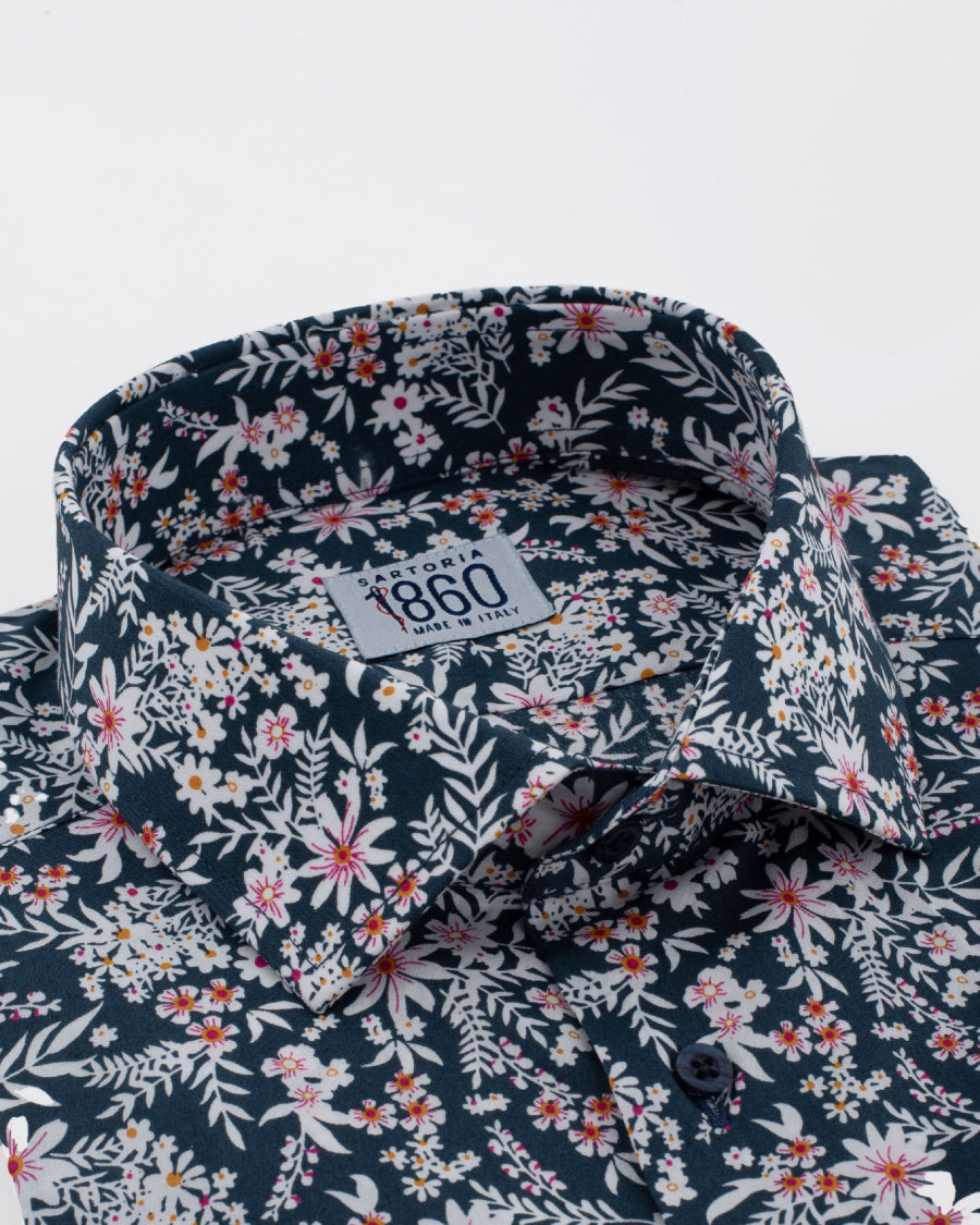 Camicia Savona - popeline stretch, fantasia floreale