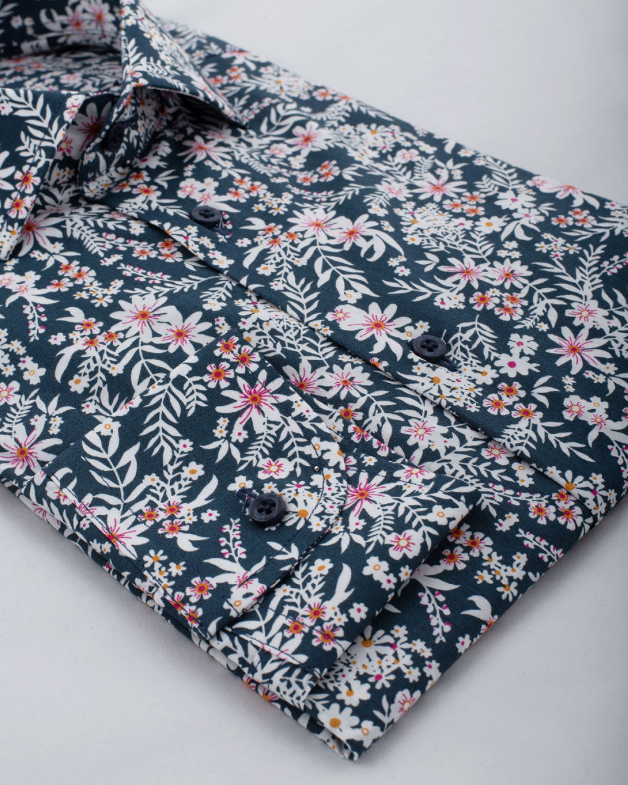 Camicia Savona - popeline stretch, fantasia floreale