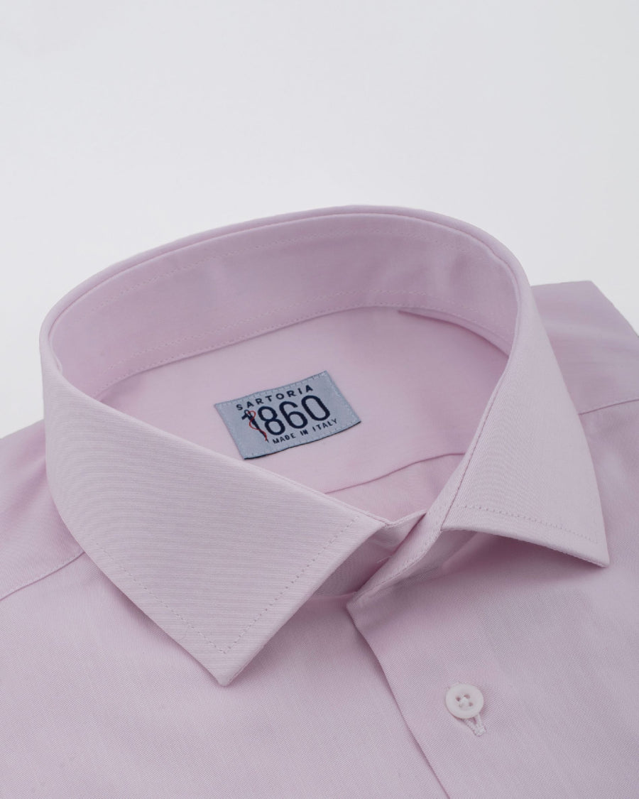 Camicia Pesaro - twill 100% cotone, tinta unita rosa