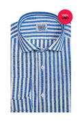 Camicia Capri - 100% lino bacchettato bianco e azzurro
