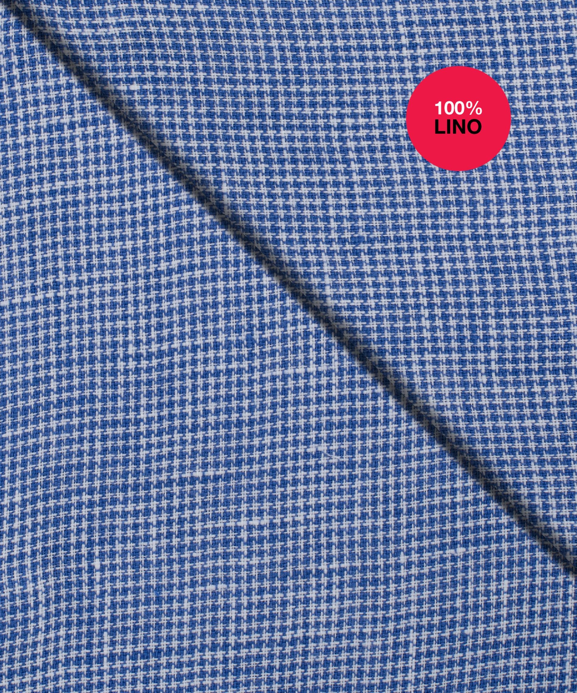 Camicia Ponza - 100% lino pied de poule bianco e azzurro