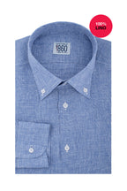 Camicia Ponza - 100% lino pied de poule bianco e azzurro