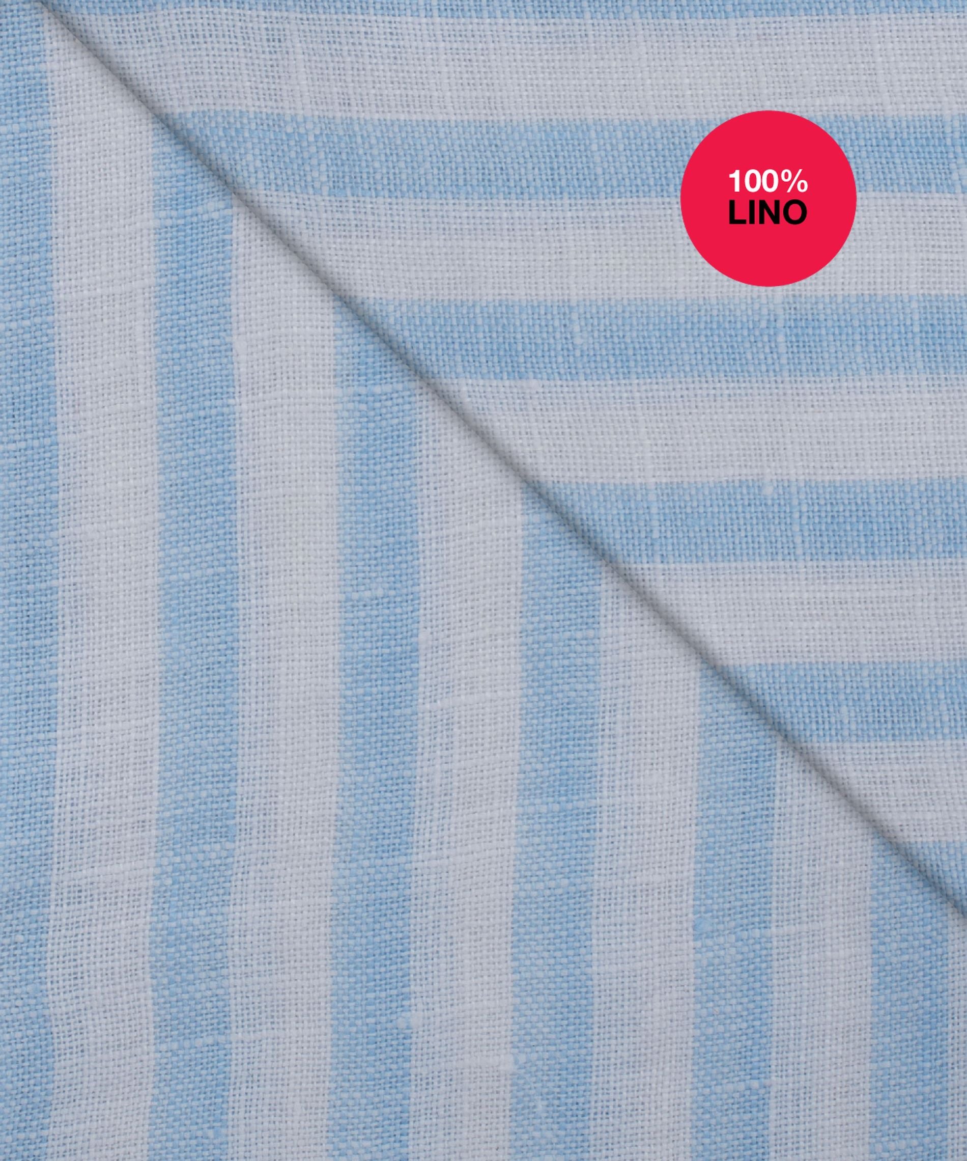 Camicia Ischia - 100% lino bacchettato bianco e celeste 