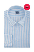 Camicia Ischia - 100% lino bacchettato bianco e celeste