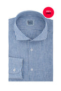 Camicia Pescara - 100% lino bacchettata bianco e azzurro