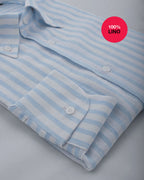 Camicia Ischia - 100% lino bacchettato bianco e celeste