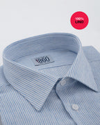 Camicia San Marino - 100% lino rigato bianco e celeste