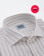 Camicia Valencia - 100% lino bacchettato bianco e beige