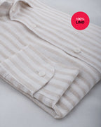 Camicia Valencia - 100% lino bacchettato bianco e beige