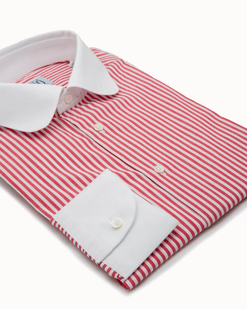 Camicia Carpi – popeline 100% cotone, disegno bacchettato rosso