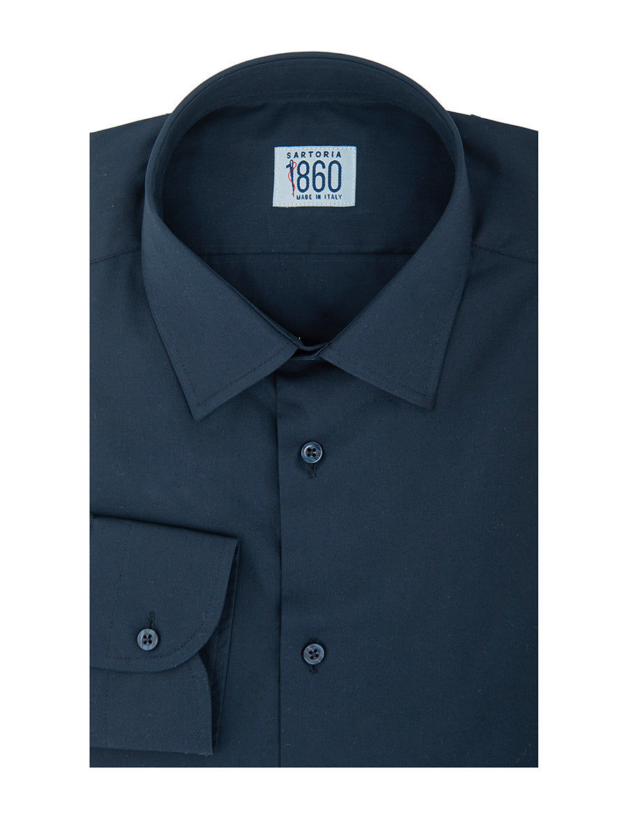 Camicia Vercelli – popeline 100% cotone, tinta unita blu