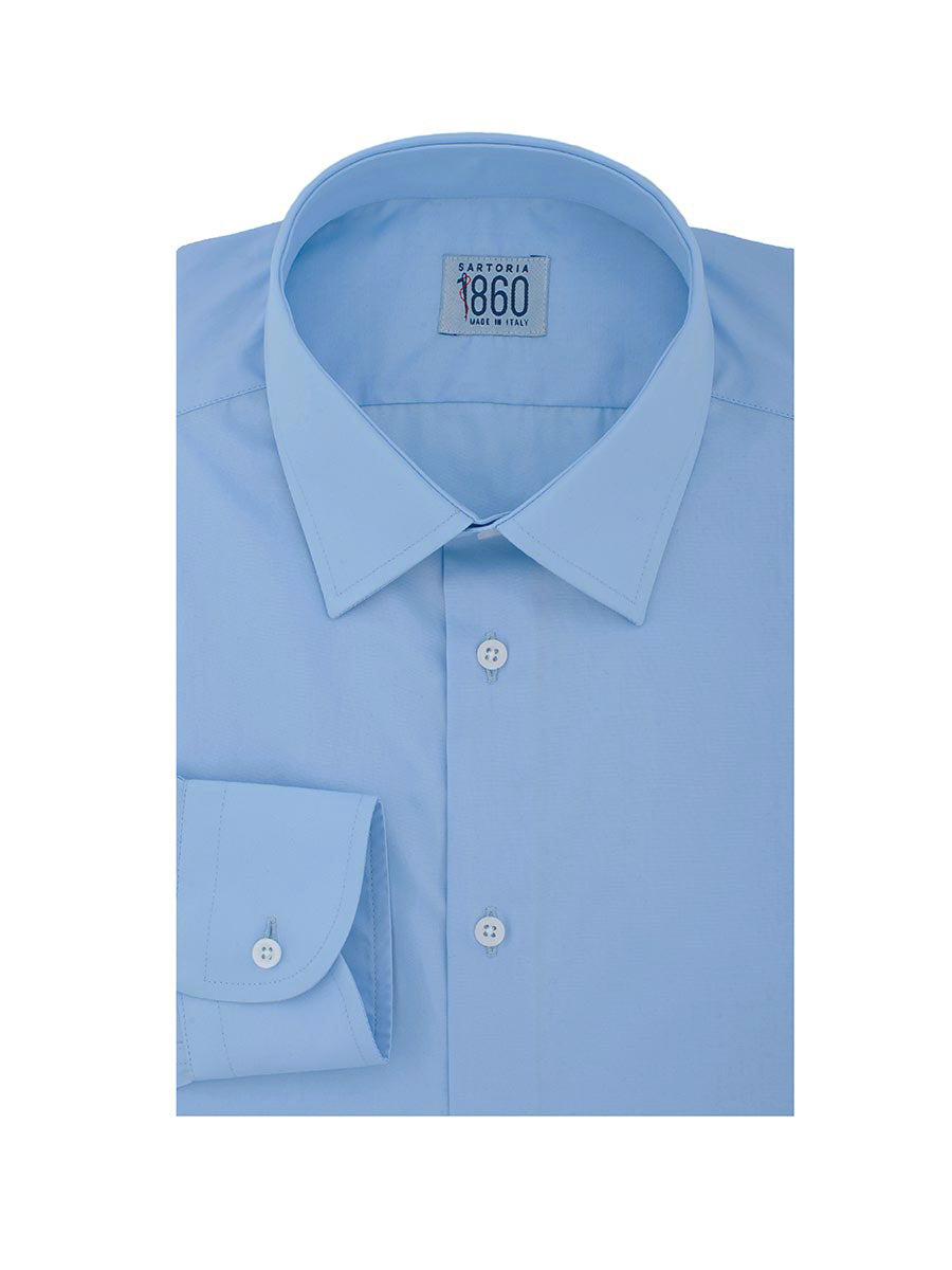 Camicia Vieste - popeline 100% cotone, tinta unita celeste
