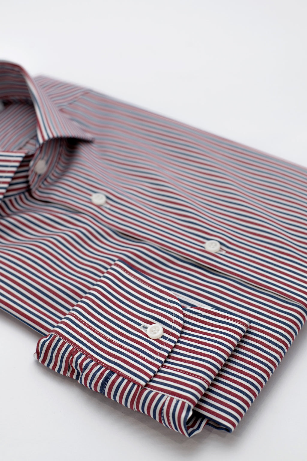 Camicia Cardiff - twill 100% puro cotone doppio ritorto, bacchettato blu, bianco e bordeaux