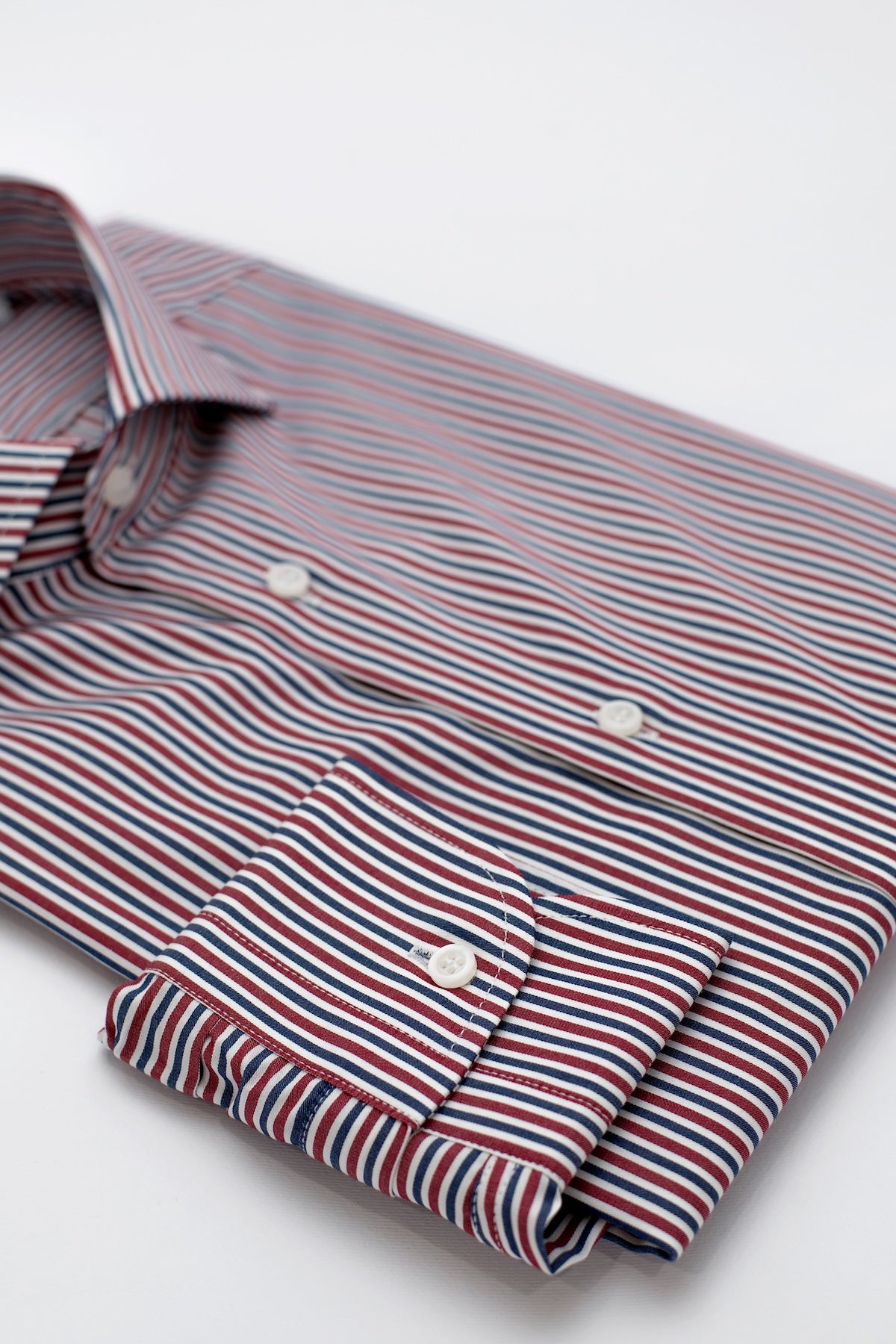 Camicia Cardiff - twill 100% puro cotone doppio ritorto, bacchettato blu, bianco e bordeaux