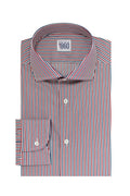 Camicia Cardiff - twill 100% puro cotone doppio ritorto, bacchettato blu, bianco e bordeaux