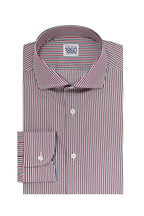 Camicia Cardiff - twill 100% puro cotone doppio ritorto, bacchettato blu, bianco e bordeaux