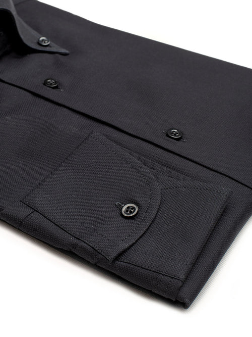 Camicia Club - oxford 100% puro cotone, tinta unita nero