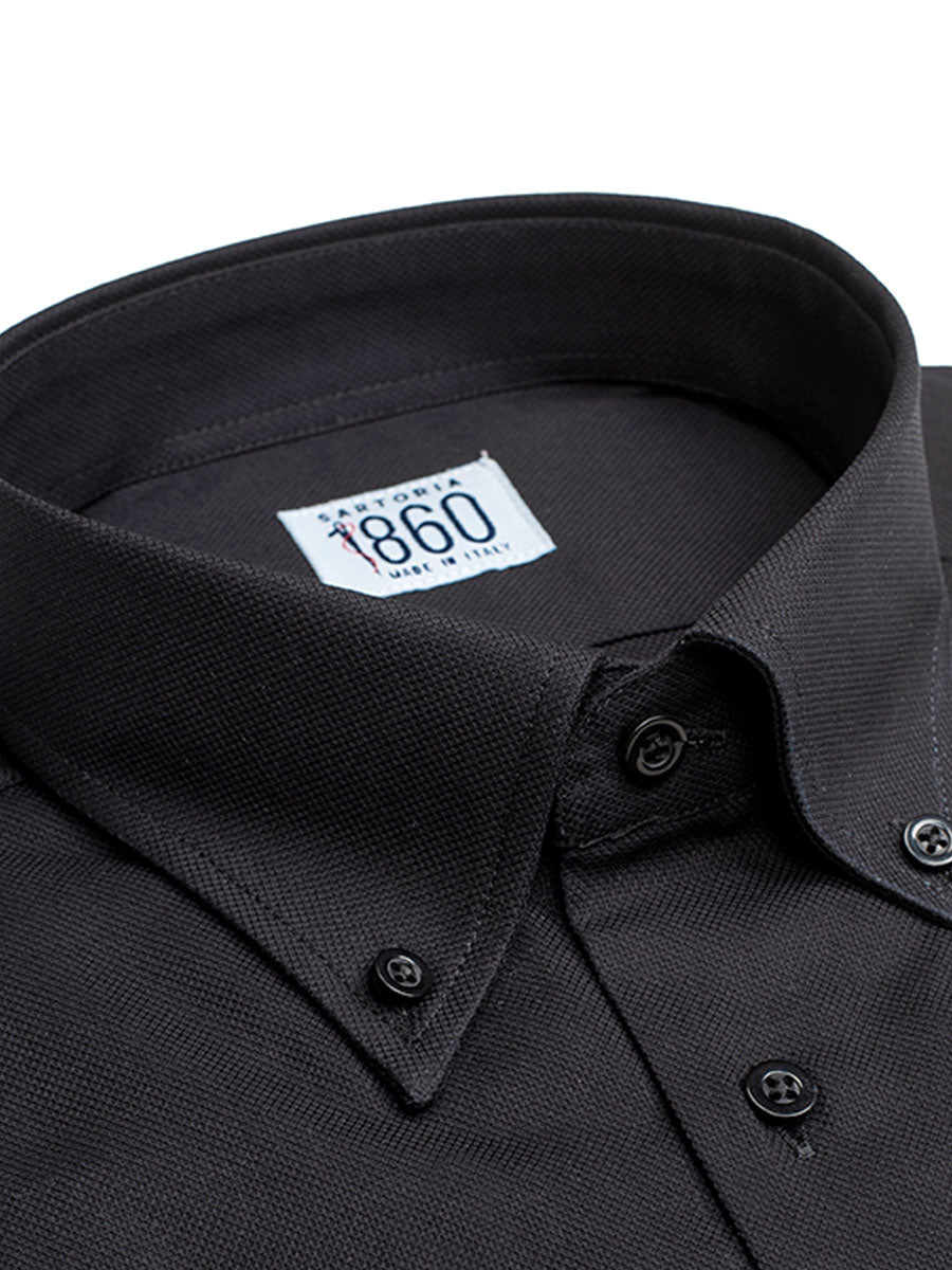 Camicia Club - oxford 100% puro cotone, tinta unita nero