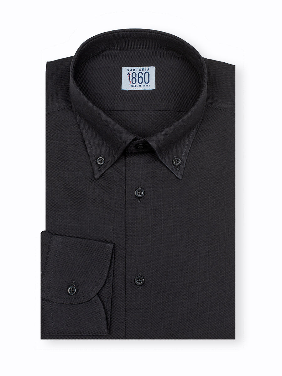 Camicia Club - oxford 100% puro cotone, tinta unita nero