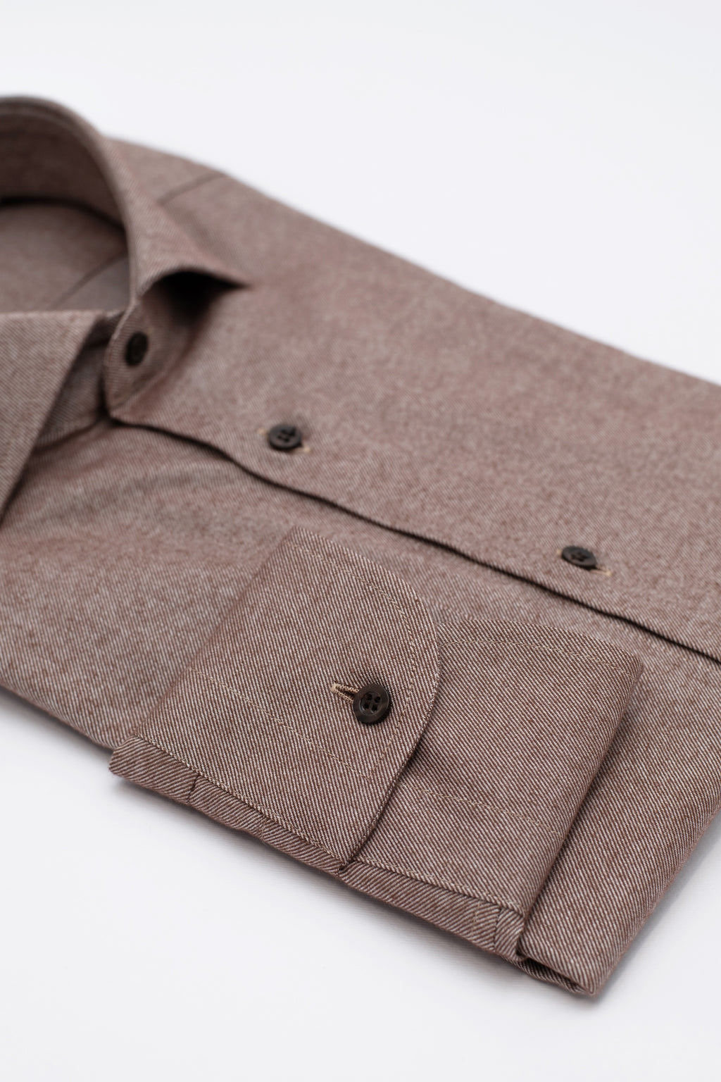 Camicia Corvara - flanella twill 100% puro cotone doppio ritorto tinta unita tortora