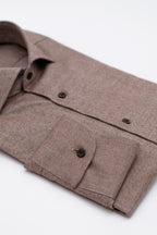 Camicia Corvara - flanella twill 100% puro cotone doppio ritorto tinta unita tortora