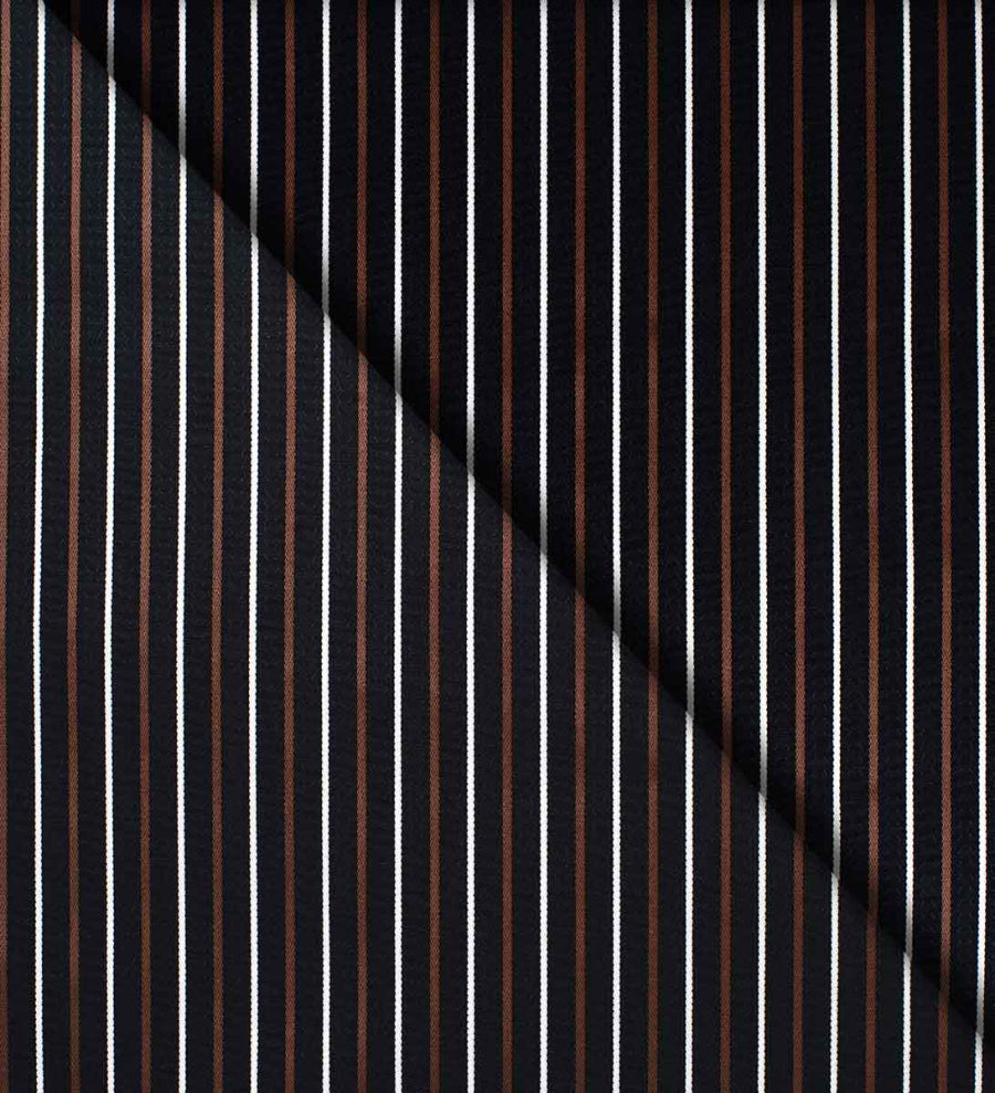 Camicia Garda - popeline 100% puro cotone, fantasia righe bianco e marrone
