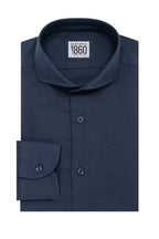 Camicia Livigno - flanella twill 100% puro cotone doppio ritorto tinta unita blu