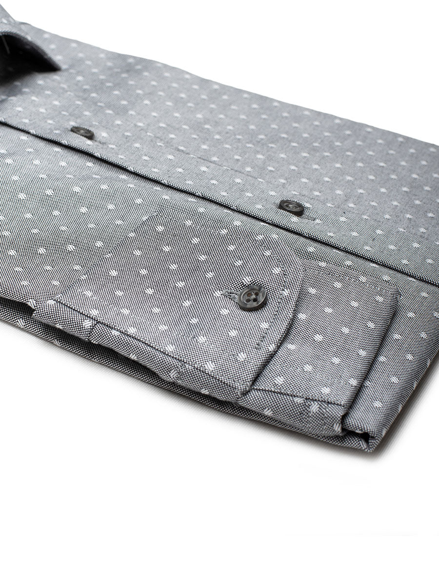 Camicia Manhattan - oxford 100% puro cotone, fondo grigio con fantasia pois