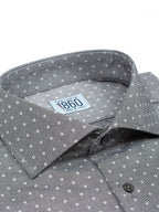 Camicia Manhattan - oxford 100% puro cotone, fondo grigio con fantasia pois