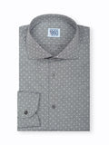 Camicia Manhattan - oxford 100% puro cotone, fondo grigio con fantasia pois