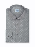 Camicia Manhattan - oxford 100% puro cotone, fondo grigio con fantasia pois