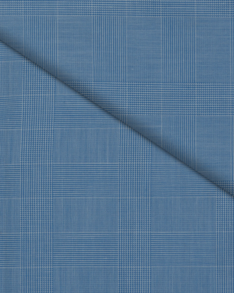 Camicia Lucca - 100% cotone, fantasia principe di Galles azzurro